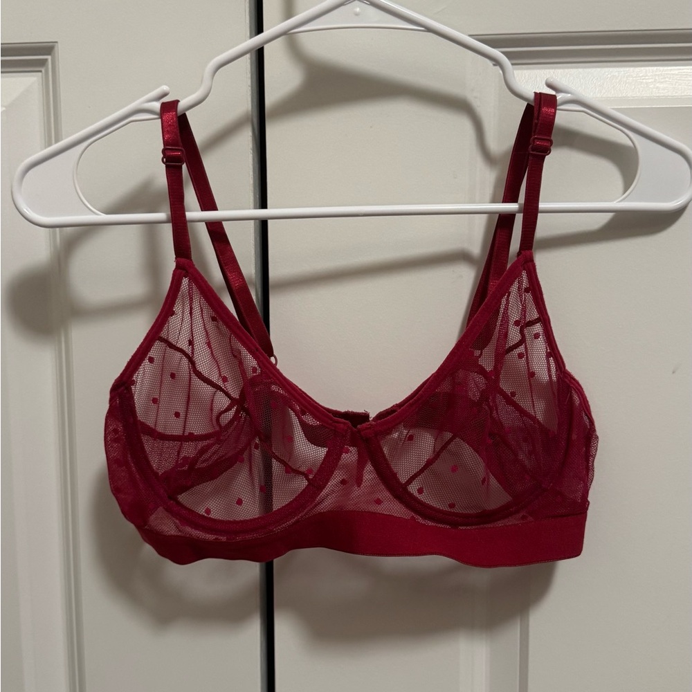 Knotty Knickers blush rose polka dot unlined underwire bra